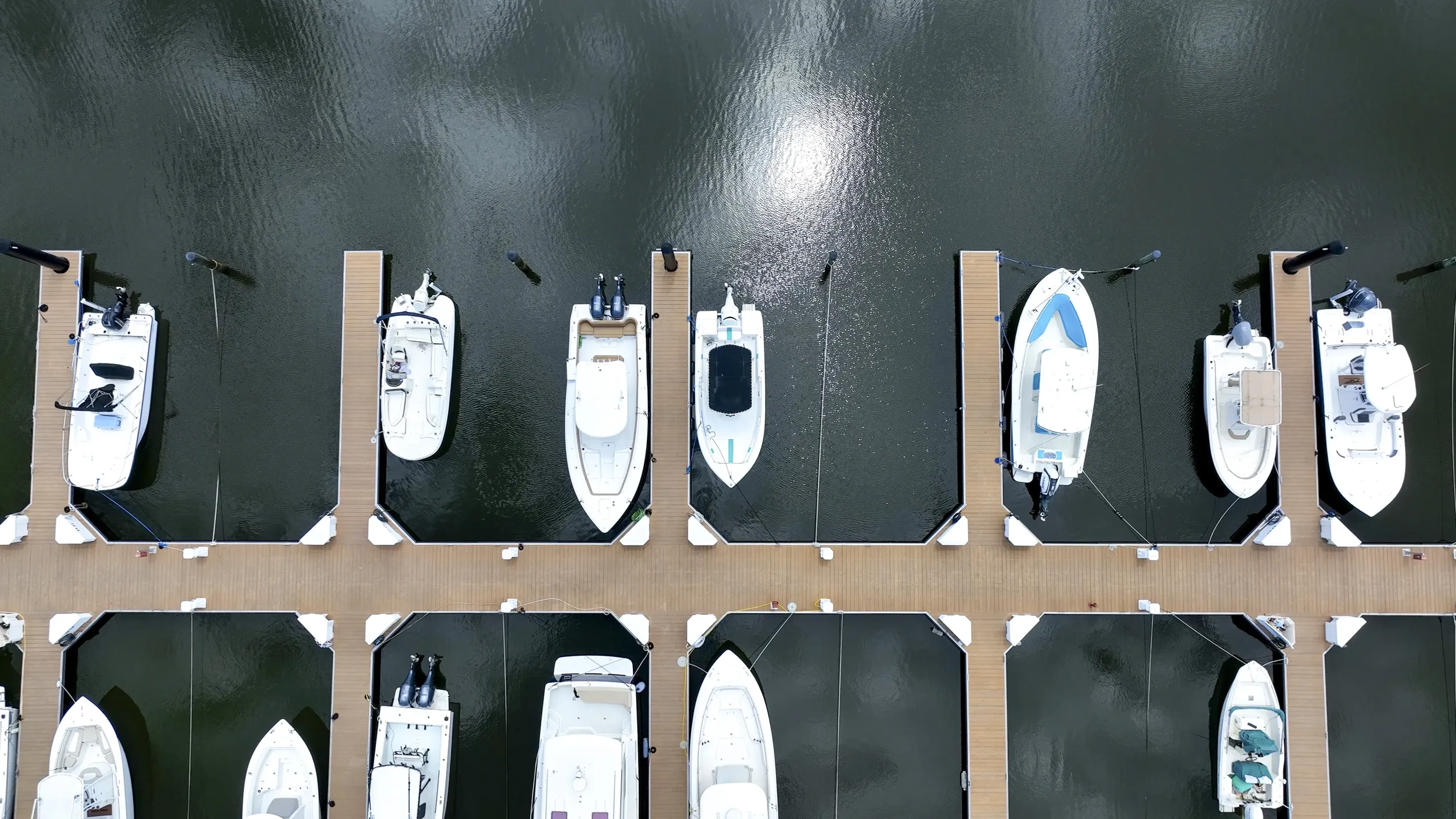 Boat on a maintained lift at the marina